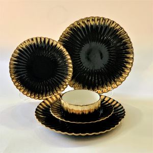 DekorArya Gold Yaldızlı Porselen Yemek Takımı Siyah